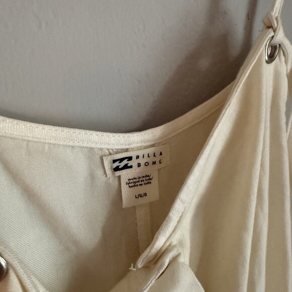 Billabong Jumpsuit Overalls Beach Cruiser Relaxed Fit White Large New - Picture 3 of 9